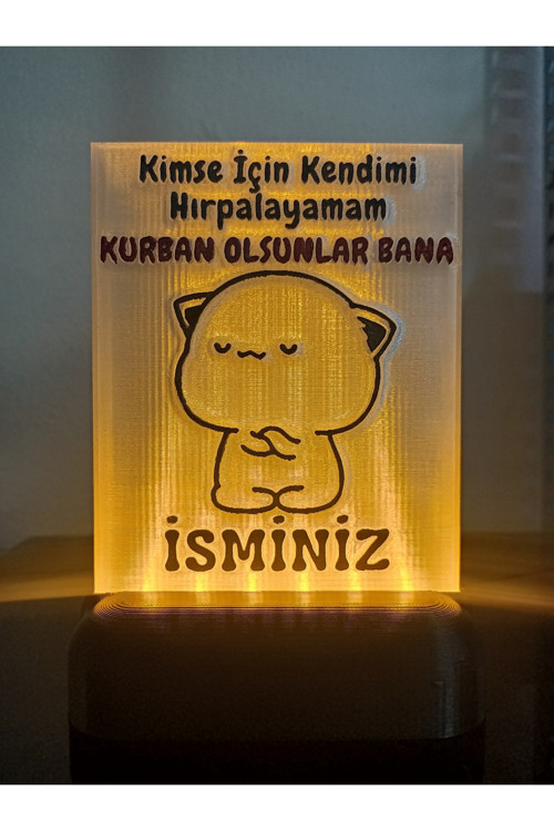 Kişiye Özel İsimli Hediyelik Kablolu Led Lamba - M13 - Kurban Olsunlar Bana -Amber Işıklı