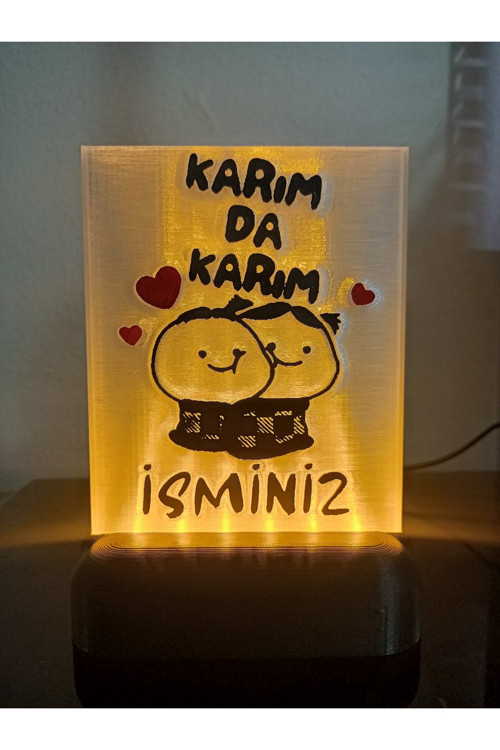 Kişiye Özel İsimli Hediyelik Kablolu Led Lamba - M5 - Karım Da Karım - Amber Işıklı