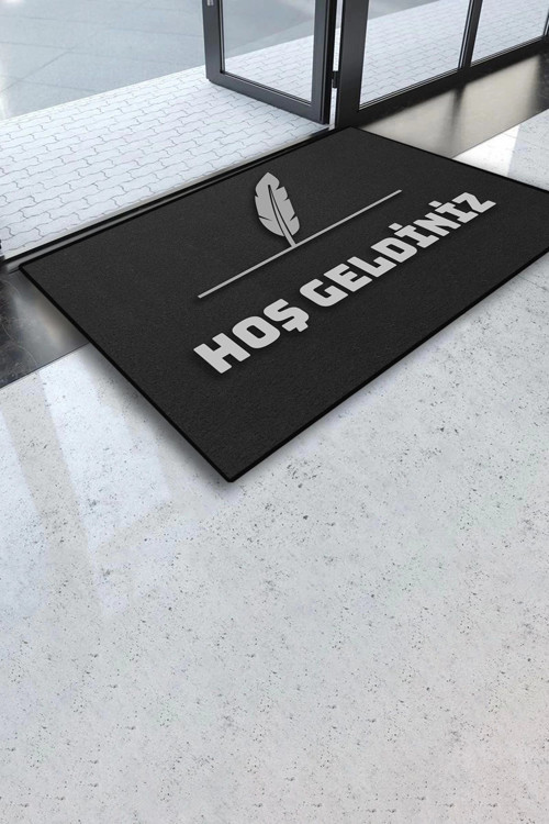 Avukat Bürosu ve Noter Gri Renk Hoş Geldiniz Kapı Önü Paspası 45x70cm