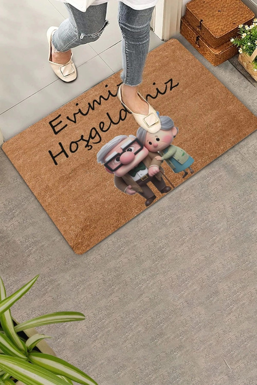 Up Sevimli Yaşlı Çifti Evimize Hoş Geldiniz Kapı Önü Paspası 45x70cm