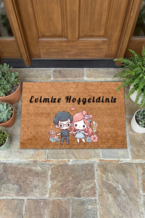 Sevimli Aile Evimize Hoş Geldiniz Ev Ofis İş Yeri Kapı Önü Paspası 45x70cm