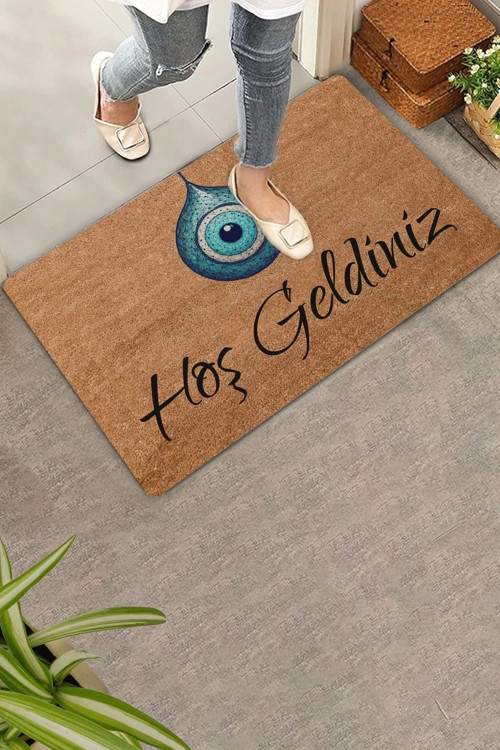 Nazar Boncuğu Hoş Geldiniz Kapı Önü Paspası 45x70cm