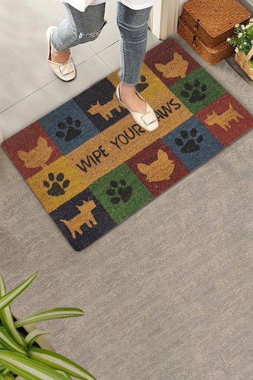 Patilerinizi Silin Kedi Köpek İkonlu Welcome Hoş Geldiniz Kapı Önü Paspası 45x70cm
