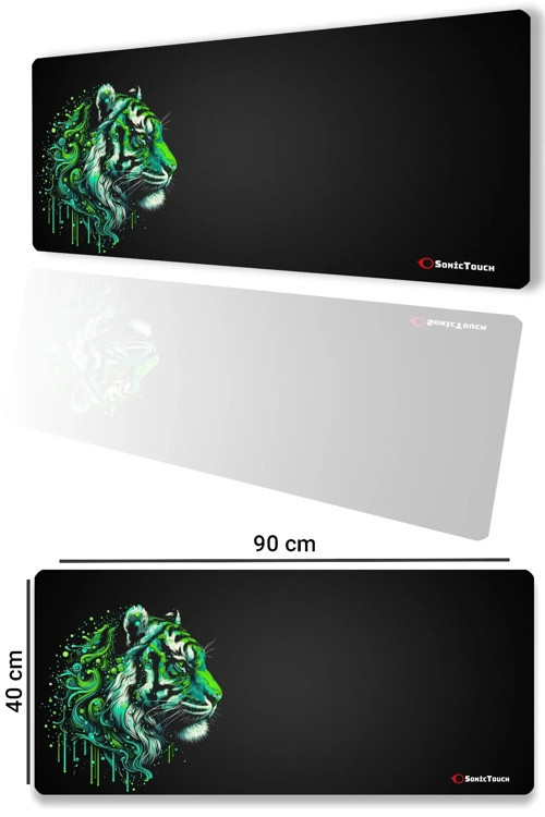 SonicTouch UltraGrand Siyah ve Neon Yeşili Kaplan Dikişsiz Xxl Gaming Oyuncu Masaüstü Klavye Mouse P