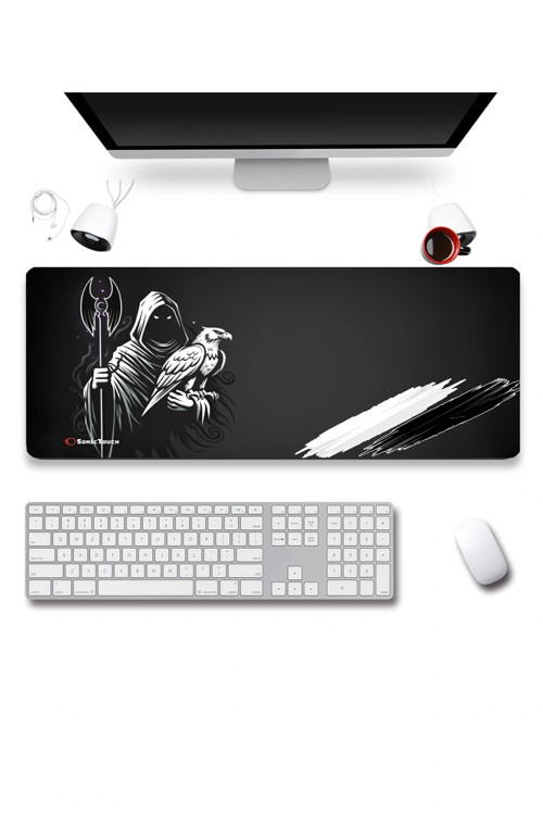 SonicTouch Kartalın Efendisi Siyah Beyaz Dikişsiz Pürüzsüz Sıvı Geçirmez XXL Gamer Klavye Mousepad 4