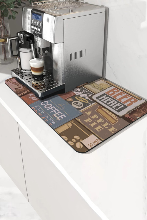 Kahve Makinesi Matı Sıvı Geçirmez Kaymaz Yıkanır Çaycı Çay Espresso Makinesi Pad 35x45