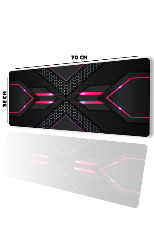 SonicTouch Prizma Kırmızı Petek Desenli Gamer Oyuncu Dikişsiz Sıvı Geçirmez Siyah Klavye Mouse Pad 3