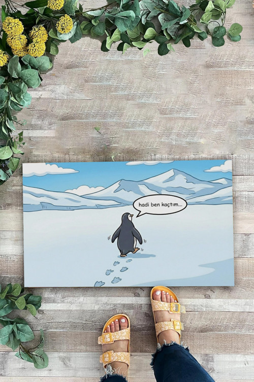 Nihilist Penguen Hadi Ben Kaçtım Dijital Baskılı Ev Ofis İş Yeri Kapı Önü Paspası 45x7