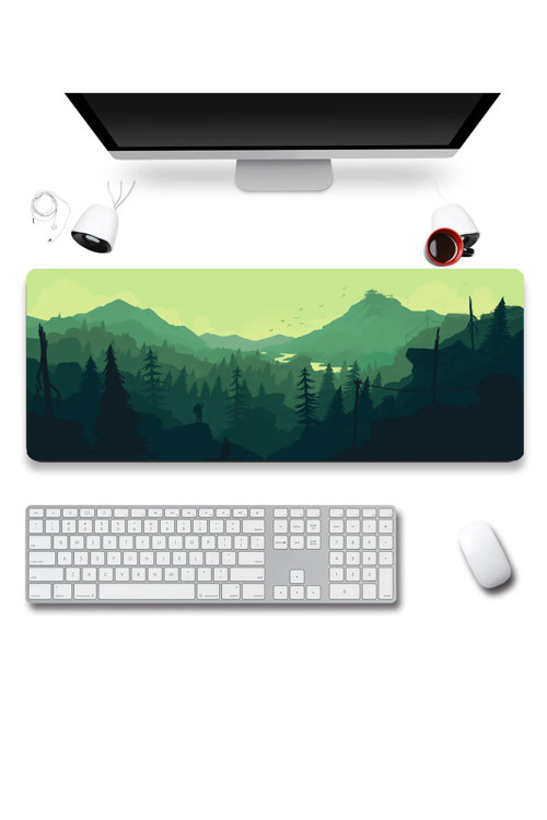 SonicTouch UltraGrand Dağ Orman Manzaralı Yeşil Dikişsiz Xxl Gaming Oyuncu Masaüstü Klavye Mouse Pad