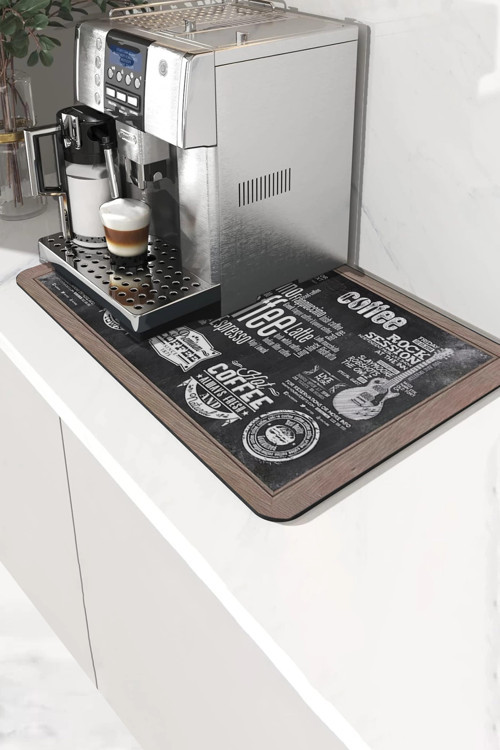 Kahve Makinesi Matı Sıvı Geçirmez Kaymaz Yıkanır Çaycı Çay Espresso Makinesi Pad 35x45