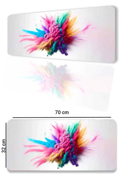 SonicTouch Duman Smoke Kaymaz Gaming Oyuncu Masaüstü Dikişsiz Yeşil Pembe Sarı Klavye Mouse Pad 32x7