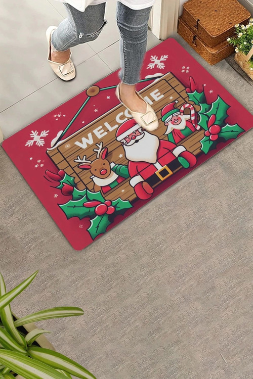 Noel Babalı Yılbaşı Tabelası Welcome Kapı Önü Paspası 45x70cm