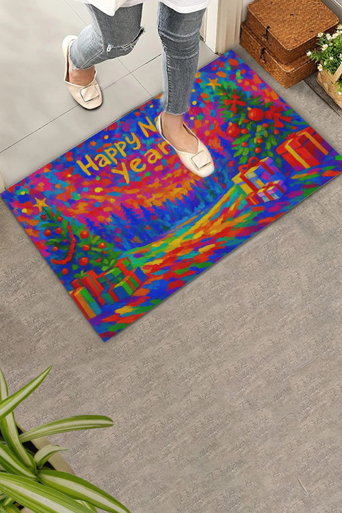 Happy New Year Mutlu Yıllar Welcome Hoş Geldiniz Kapı Önü Paspası 45x70cm