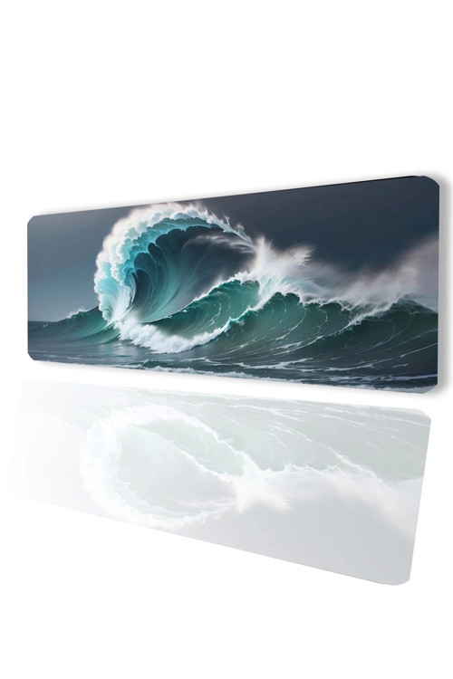 SonicTouch Dalgaların İhtişamı Ay Yıldızlı Kaymaz Gaming Oyuncu Masaüstü Dikişsiz Klavye Mouse Pad 3
