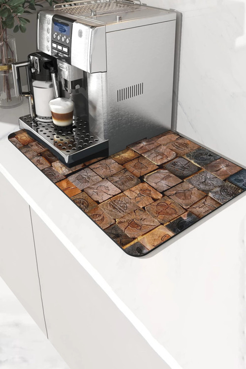 Kahve Makinesi Matı Sıvı Geçirmez Kaymaz Yıkanır Çaycı Çay Espresso Makinesi Pad 35x45