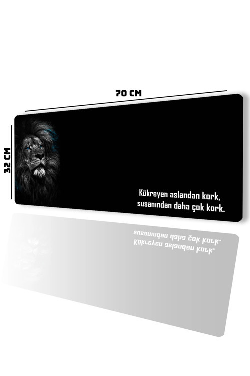 SonicTouch Kork Aslandan Gamer Oyuncu Dikişsiz Sıvı Geçirmez Siyah Klavye Mouse Pad 32x70Cm