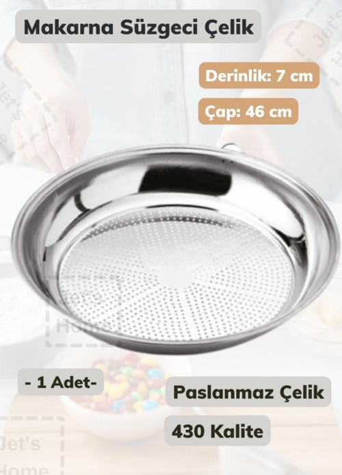 Makarna Süzgeci 46 cm Paslanmaz Çelik Süzgeç İnce