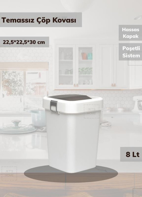 Çöp Kovası Tezgah Üstü Çöp Kutusu Beyaz 8 Litre