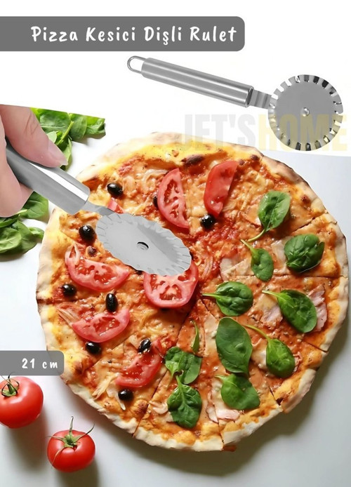 Pizza Kesici Paslanmaz Börek Kesici Çelik Pizza Bıçağı Tatlı Kesici Dişli Rulet Orta Boy Çap 5,3 cm