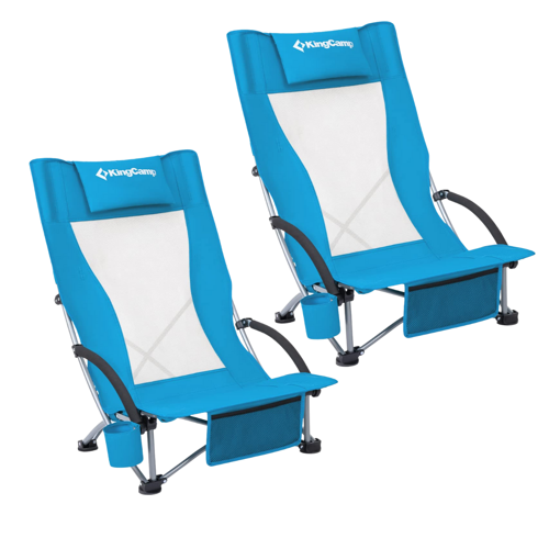KingCamp Lilac High Comfort Plaj ve Dinlenme Sandalyesi 2'li Set Blue