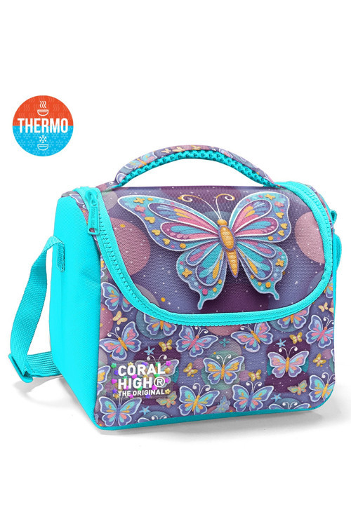 Kids Pastel Renkli Kelebek Desenli Thermo Beslenme Çantası 37106
