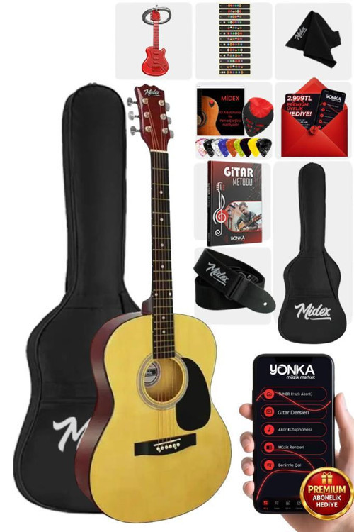 RG-530NT Kaliteli Natural 40 İnç Akustik Gitar Seti 4/4 Yetişkin
