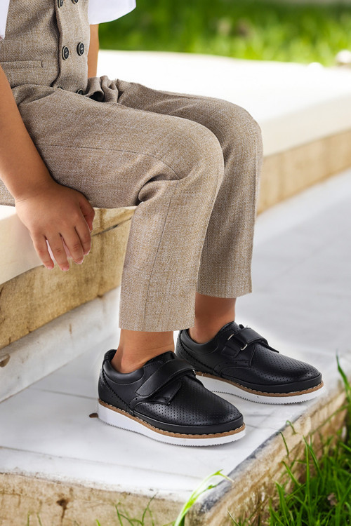 Cırtlı Erkek Çocuk Okul Sünnet Ayakkabısı 100 Cilt Siyah