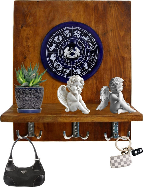 Ikizler Burcu Ahşap Kapı Yanı Anahtarlık Askılık 42×33