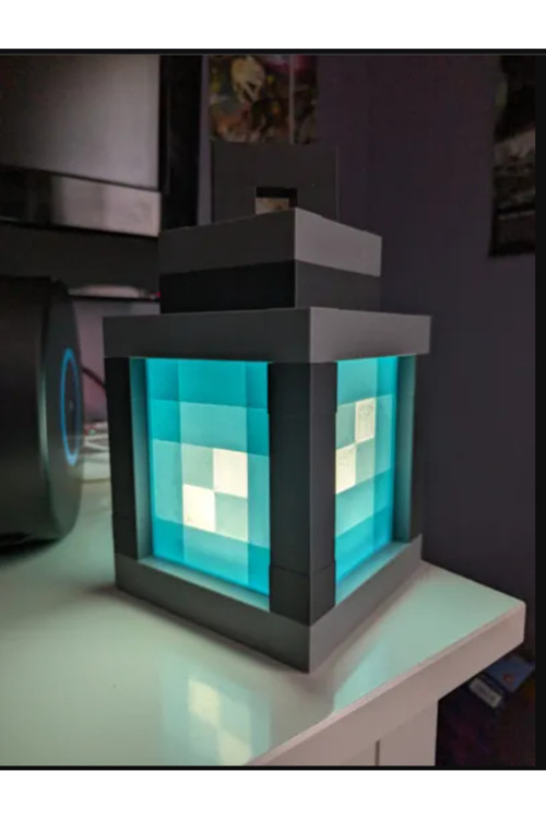 Minecraft temalı mavi gece lambası -Figür yuvası