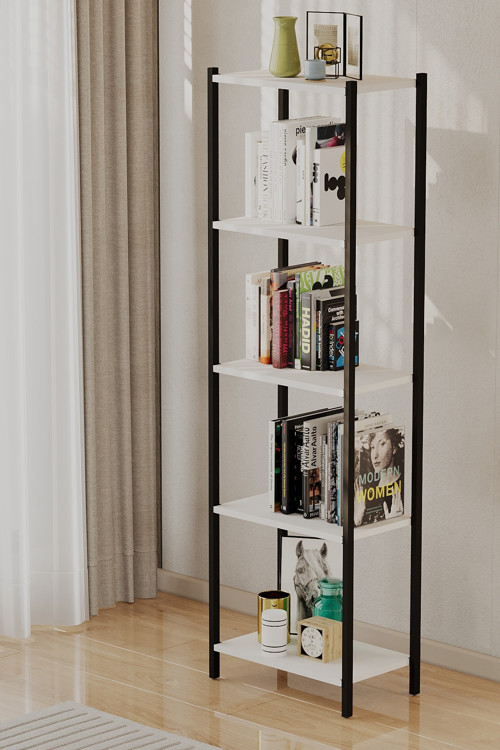 Metal Kitaplık 5 Raflı Kitaplık Dosya Kitap Rafı Ofis Ev Rafı Kitap Raf