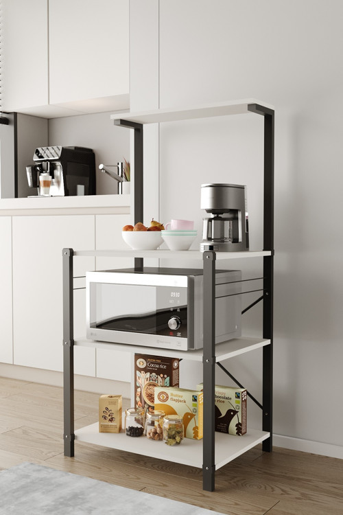 Rafora Metal Ahşap Çok Amaçlı Mutfak Rafı Çok Amaçlı Mutfak Bangosu Mikrodalga Fırın Dolabı 130x60