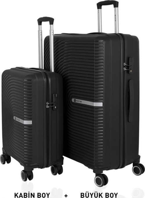 374 Kırılmaz Polipropilen 2 Li Valiz Seti Büyük Kabin