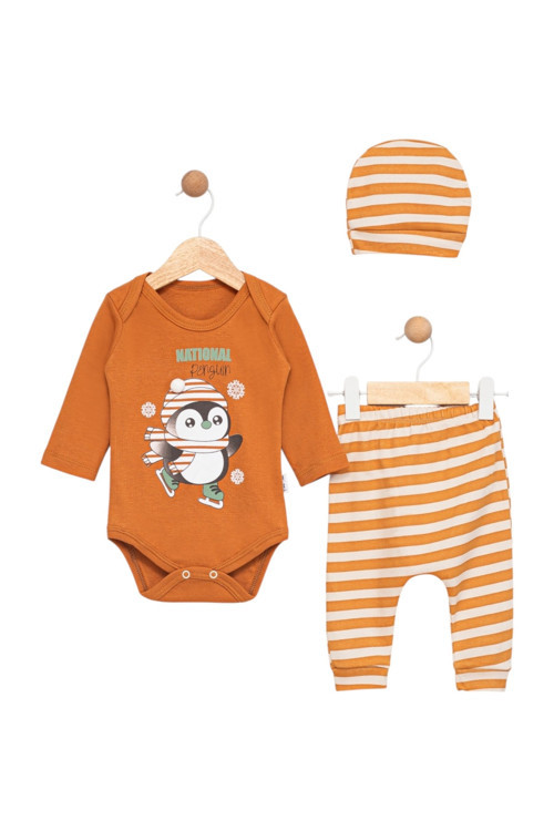 Yenidoğan Desenli 3 Parça Hastane Çıkışı Zıbın Takımı Kız-Erkek