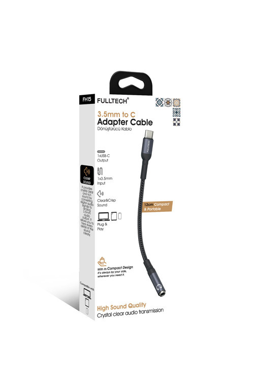 FH15 Type-C to 3.5mm AUX Dönüştürücü Ses Kablosu - 12 cm