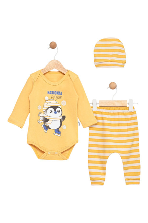 Yenidoğan Desenli 3 Parça Hastane Çıkışı Zıbın Takımı Kız-Erkek