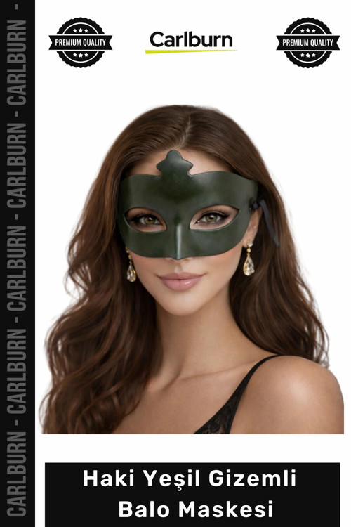 #BaloMakesi Haki Yeşil Gizemli Masquerade Şıklık Gizem Balo Davet Parti Zarif Kostüm Balo Maskesi