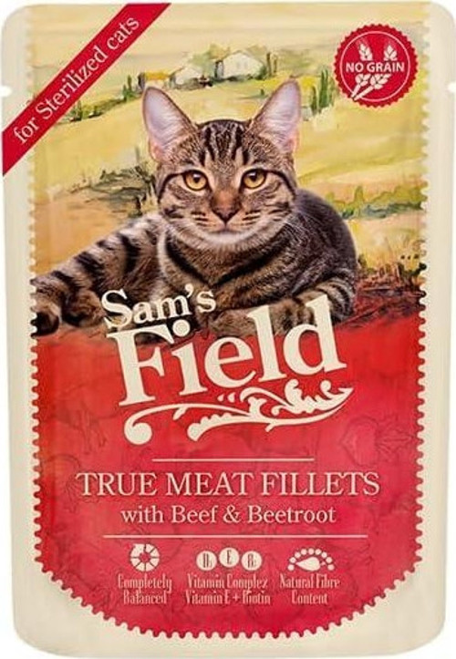 SF cat pouch sterilized Beef filets/beetroot 85 g