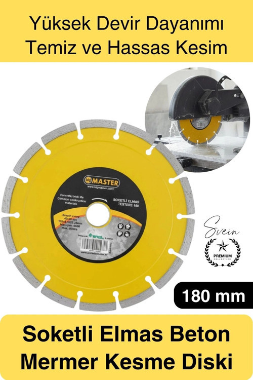 #MermerKesici 180 mm Soketli Elmas Beton Kesme Diski Profesyonel Mermer Seramik Taş Fayans Granit