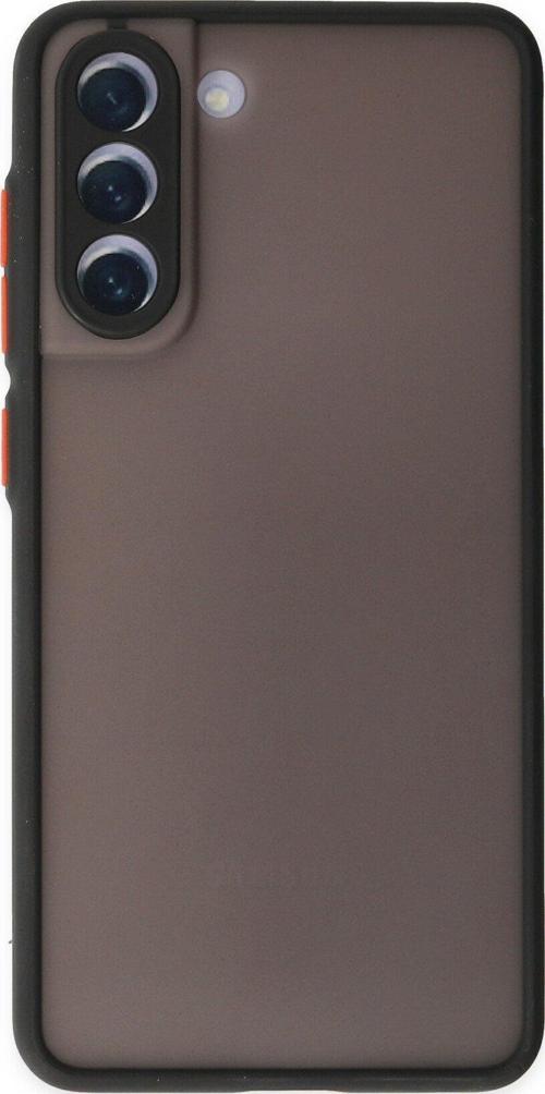 Samsung Galaxy S21 FE Kılıf Kamera Korumalı Silikon Renkli Düğmeli Arkası Mat Arka Kapak - Siyah
