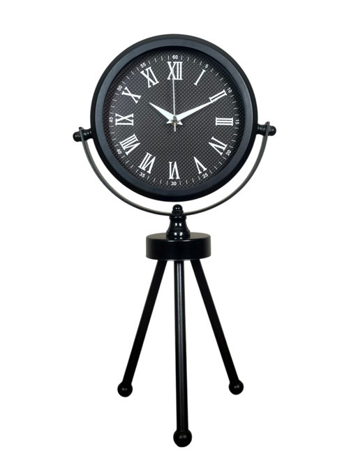Pi time Siyah Zarif Dekoratif Üç Ayaklı Metal Masa Saati