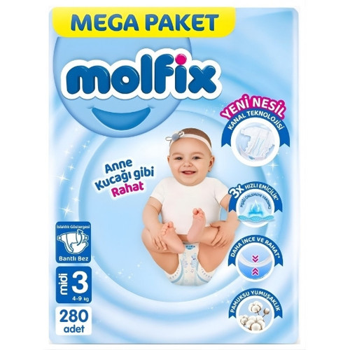 Bebek Bezi Mega Paket Midi 3 No 280 li