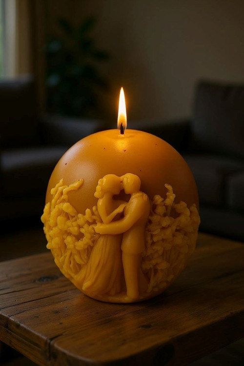 Romantik Çift Temalı Küre Balmumu Mum