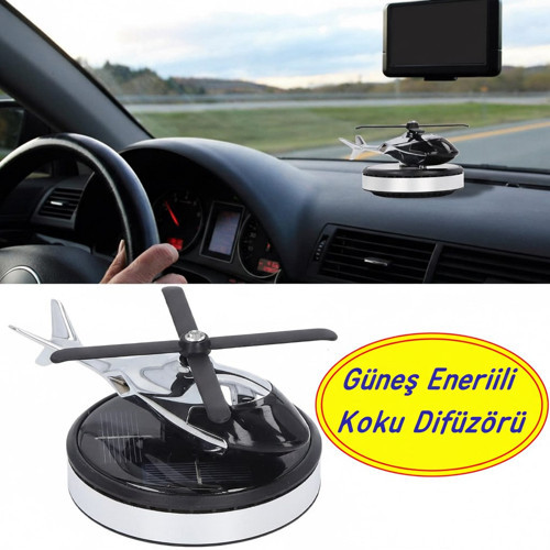 Güneş Enerjili Helikopter Araba Koku Difüzörü Siyah Solar Koku Difüzörü Güneş Işığıyla Otomatik Çalı