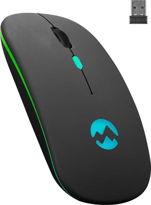 Smw-710 Usb 2.4ghz Siyah Ledli 800/1200/1600dpi Şarjlı Kablosuz Mouse