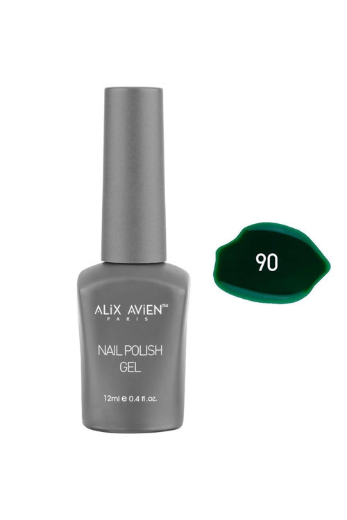ALIX AVIEN Ördek Yeşili Kalıcı Oje 90-Yoğun Renk Veren Jel Oje 12 ml-Nail UV Gel Polish 90