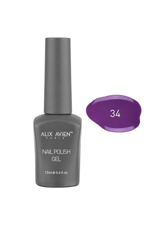 ALIX AVIEN Uv Kalıcı Koyu Mor Jel Oje 34 - Gel Polish - 12 ml