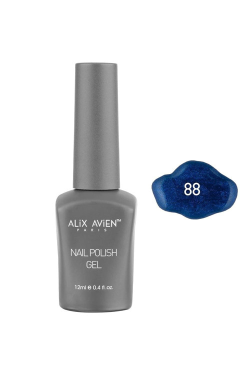 ALIX AVIEN Işıltılı Lacivert Kalıcı Oje 88-Yoğun Renk Veren Jel Oje 12 ml-Nail UV Gel Polish 88