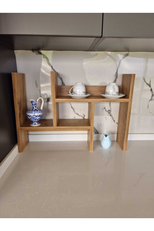 Calipso Ayarlanabilir Tezgah Üstü Düzenleyici Raf Baharatlık Mutfak Rafı Ceviz