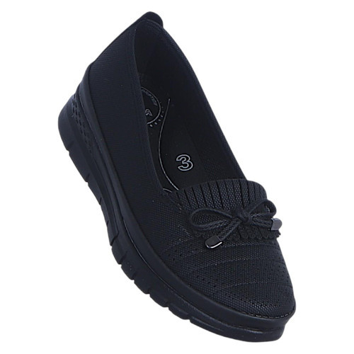 111 Atom Siyah Kadın Günlük Babet Ayakkabı