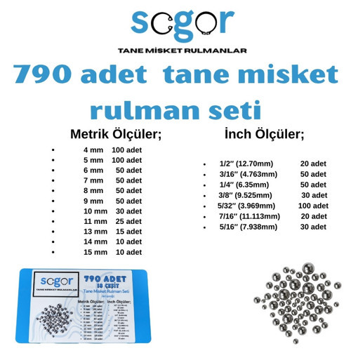 Tane Misket Rulman Seti 790 Adet 18 Çeşit